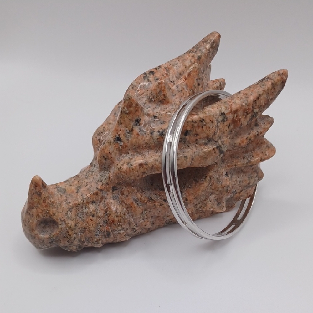Monet Silver Tone Open Work Bangle Bracelet